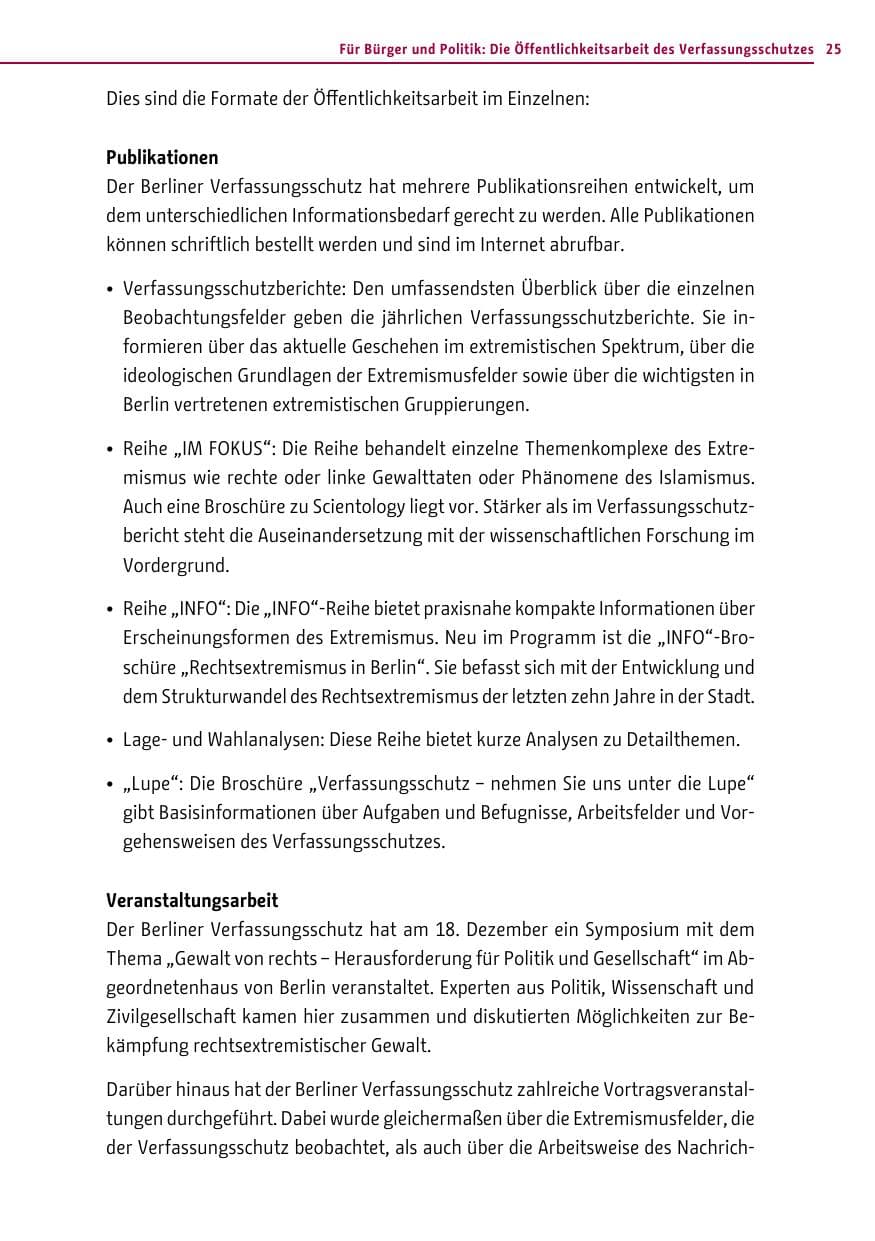 Seite 25 des Verfassungsschutzbericht 2013 Berlin