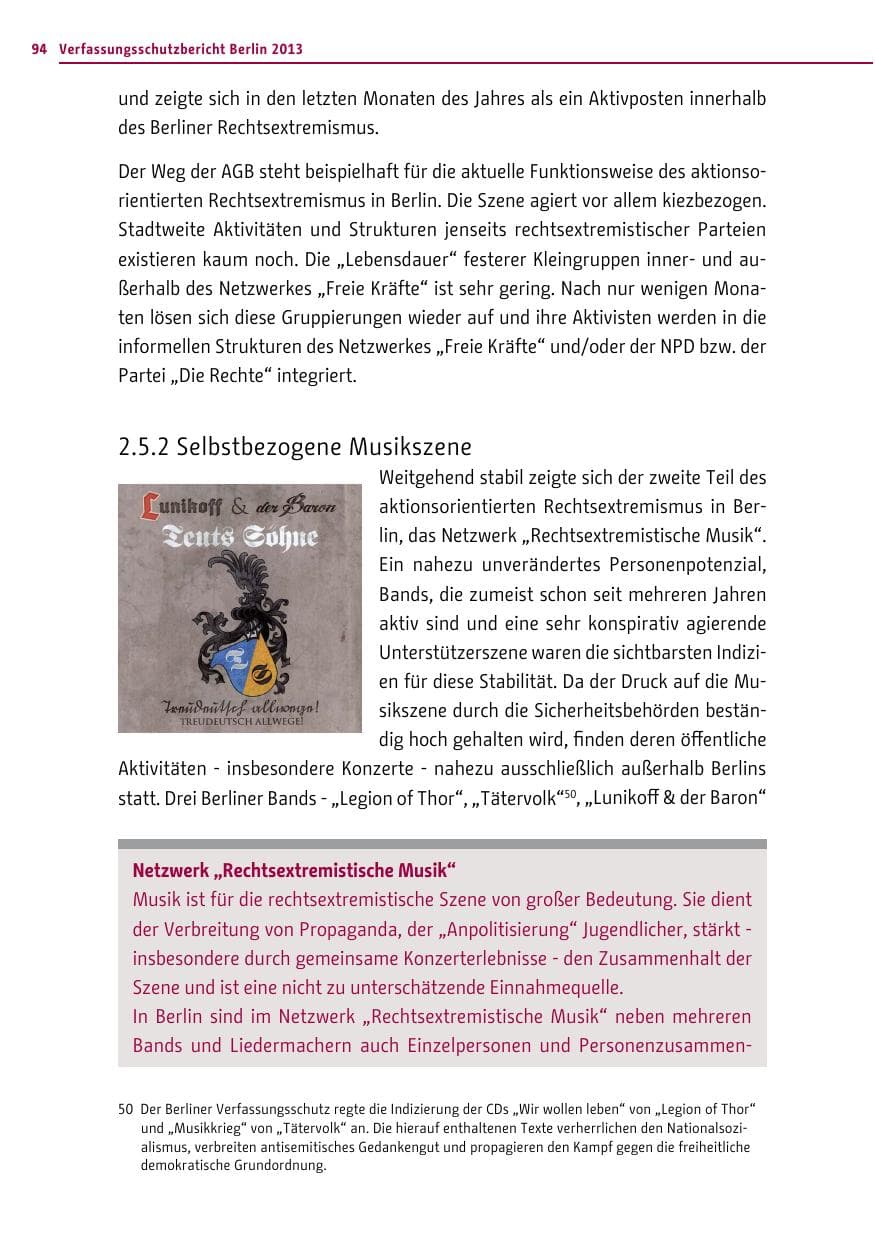Seite 94 des Verfassungsschutzbericht 2013 Berlin