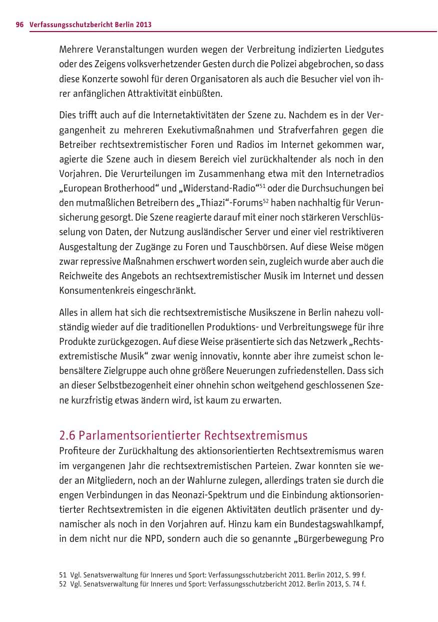 Seite 96 des Verfassungsschutzbericht 2013 Berlin