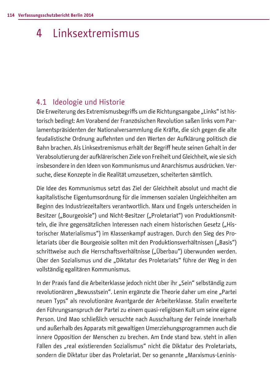 Seite 114 des Verfassungsschutzbericht 2014 Berlin