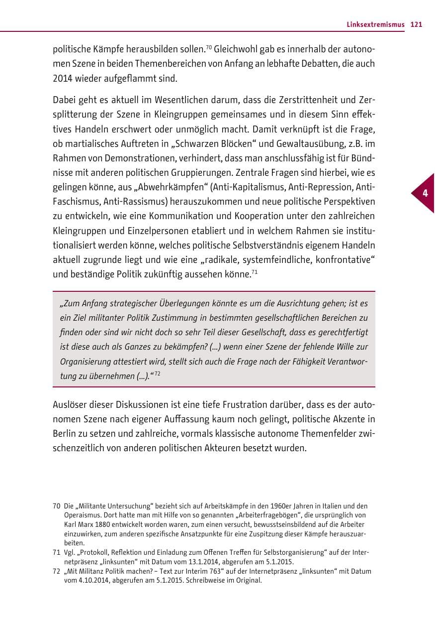 Seite 121 des Verfassungsschutzbericht 2014 Berlin