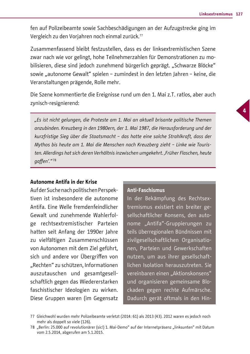 Seite 127 des Verfassungsschutzbericht 2014 Berlin