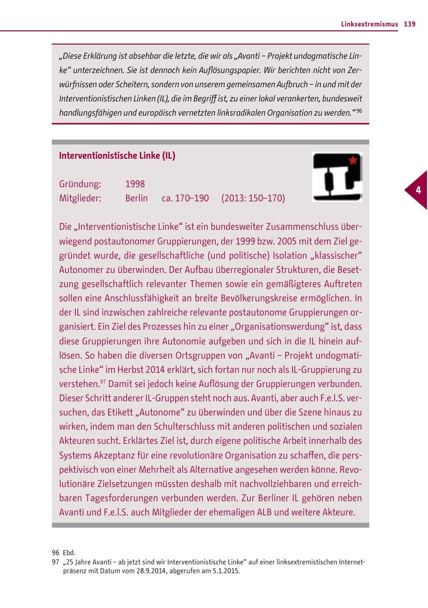 Seite 139 des Verfassungsschutzbericht 2014 Berlin