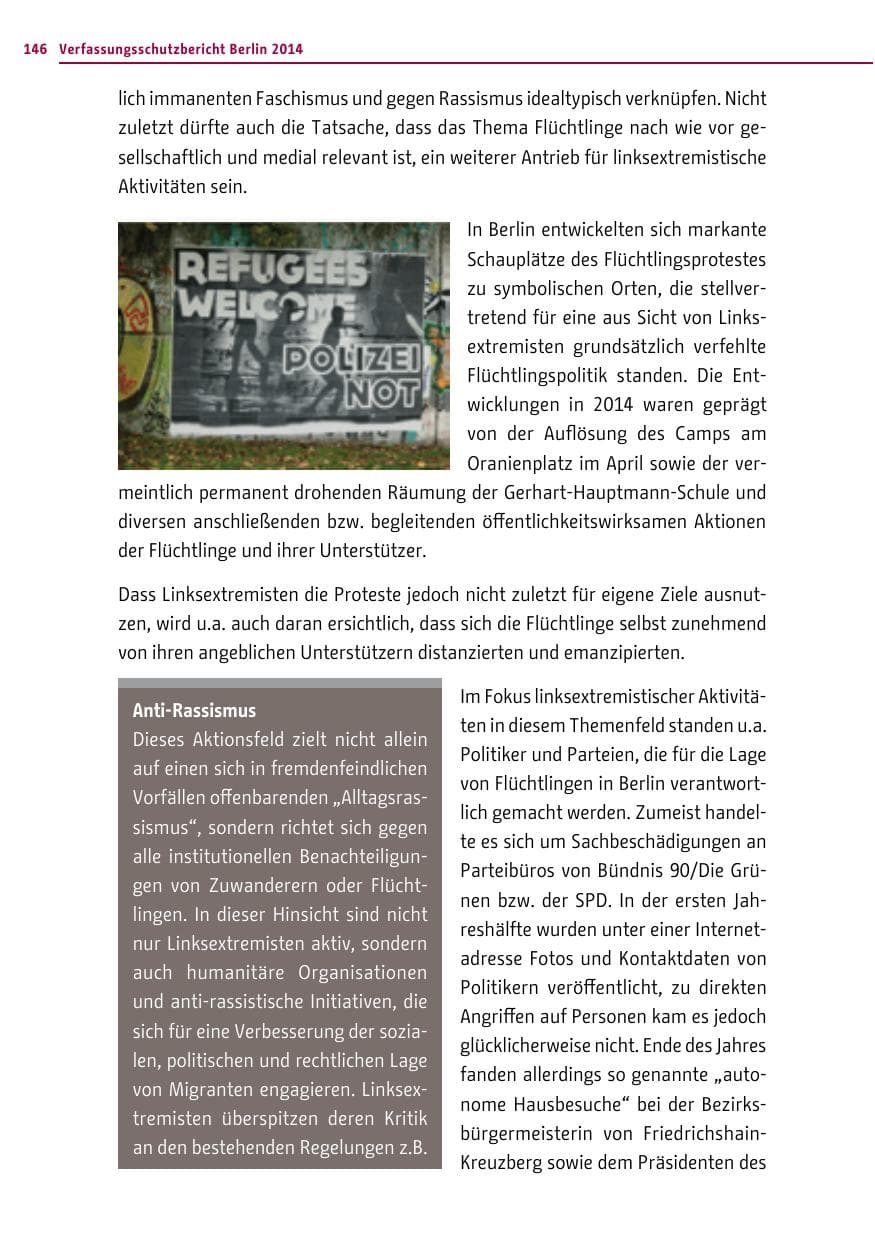 Seite 146 des Verfassungsschutzbericht 2014 Berlin