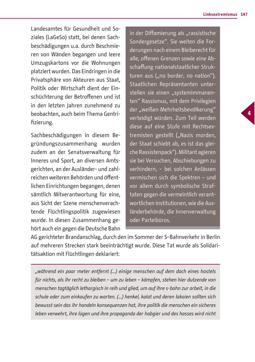 Seite 147 des Verfassungsschutzbericht 2014 Berlin