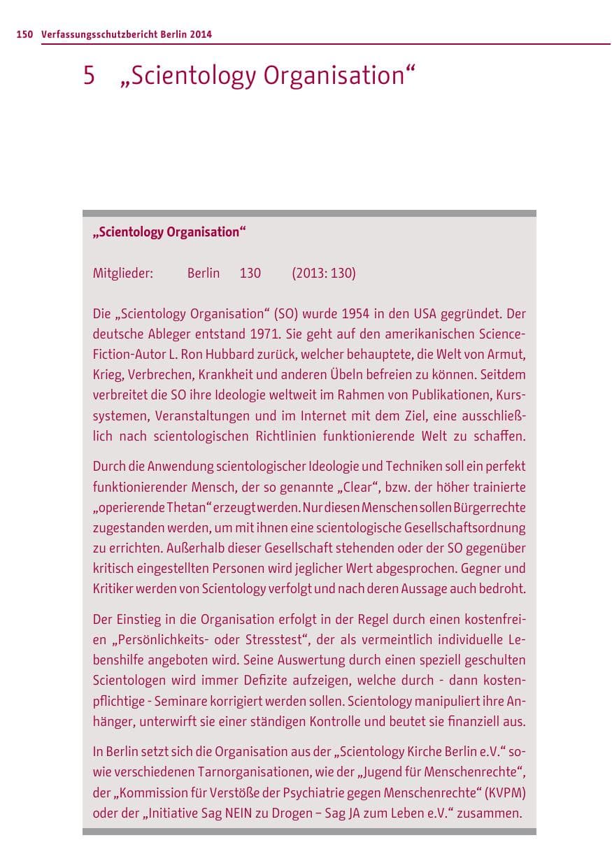 Seite 150 des Verfassungsschutzbericht 2014 Berlin