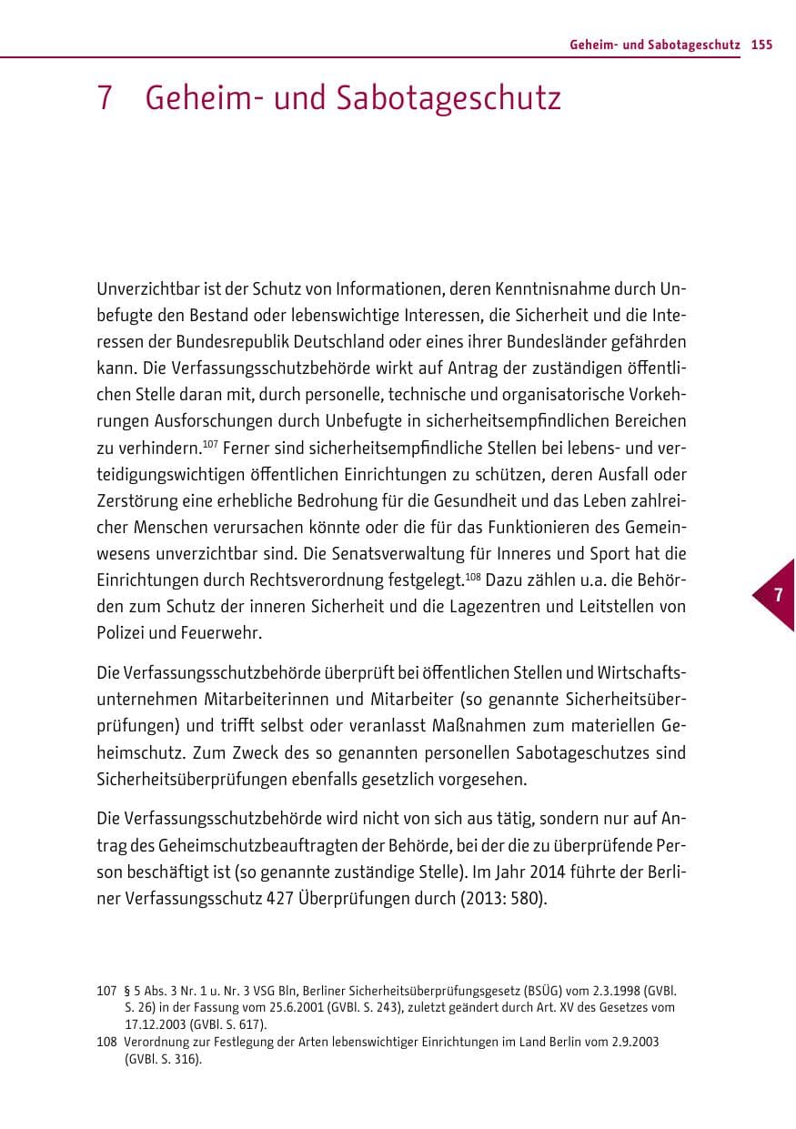 Seite 155 des Verfassungsschutzbericht 2014 Berlin