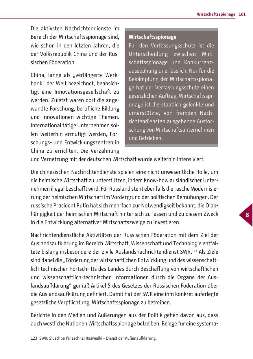 Seite 161 des Verfassungsschutzbericht 2014 Berlin