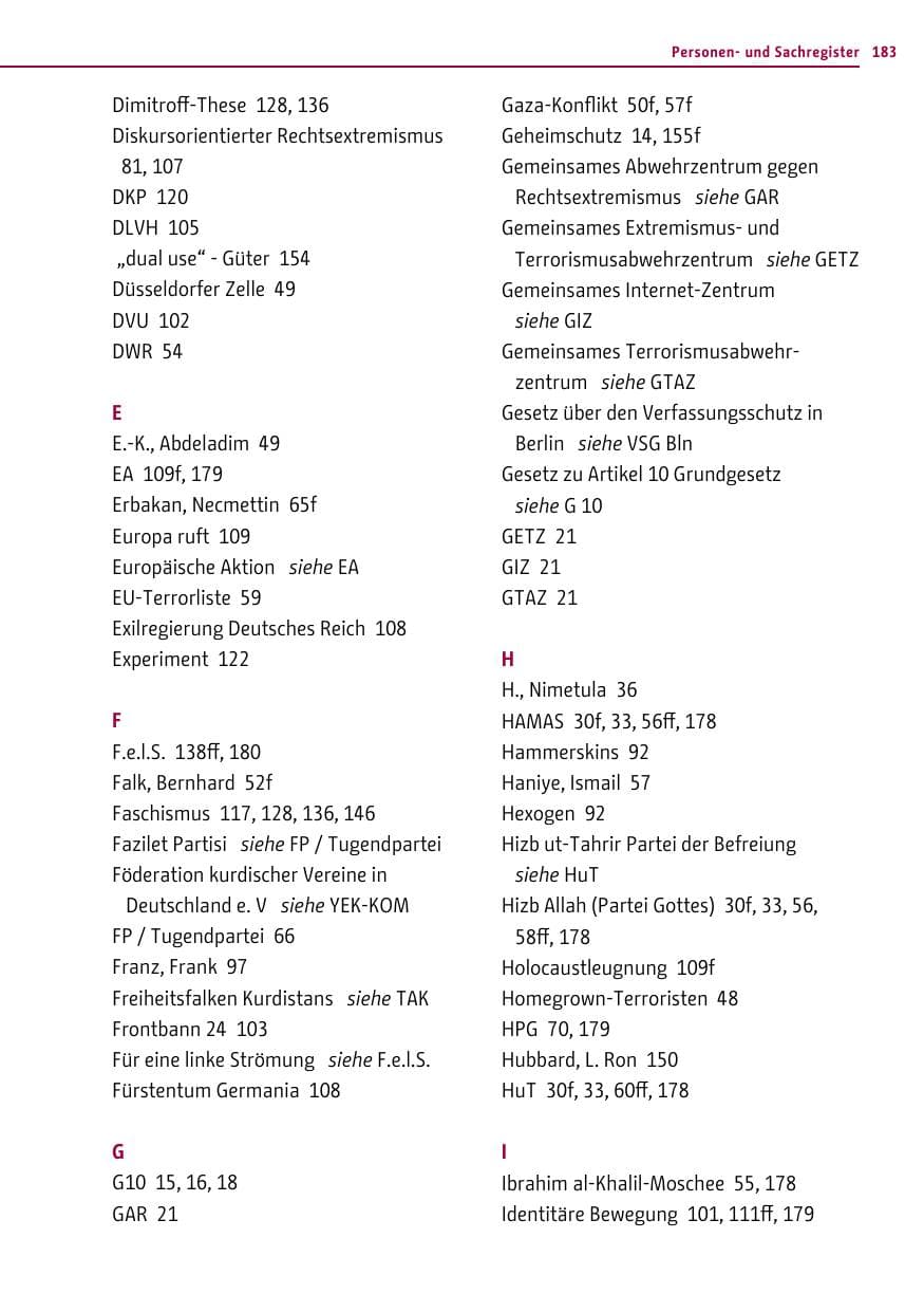 Seite 183 des Verfassungsschutzbericht 2014 Berlin
