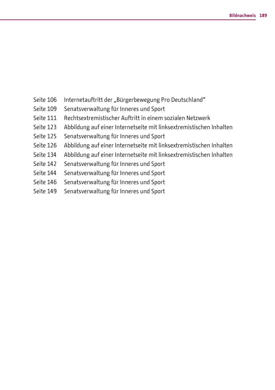 Seite 189 des Verfassungsschutzbericht 2014 Berlin