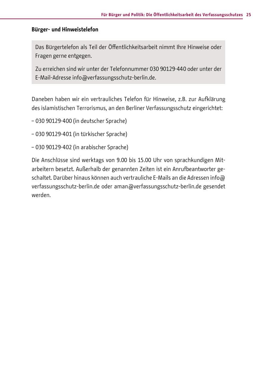 Seite 25 des Verfassungsschutzbericht 2014 Berlin
