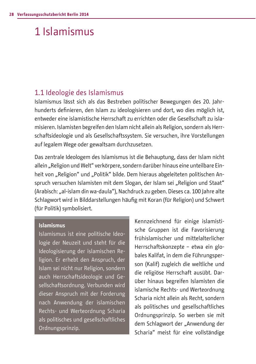 Seite 28 des Verfassungsschutzbericht 2014 Berlin