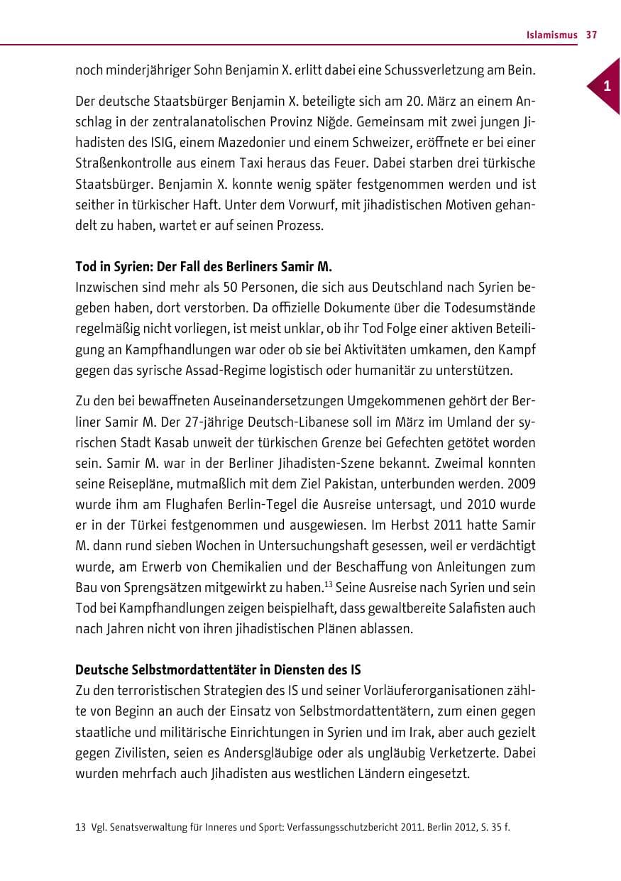 Seite 37 des Verfassungsschutzbericht 2014 Berlin