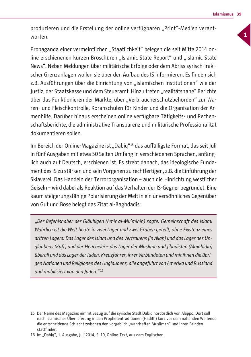 Seite 39 des Verfassungsschutzbericht 2014 Berlin