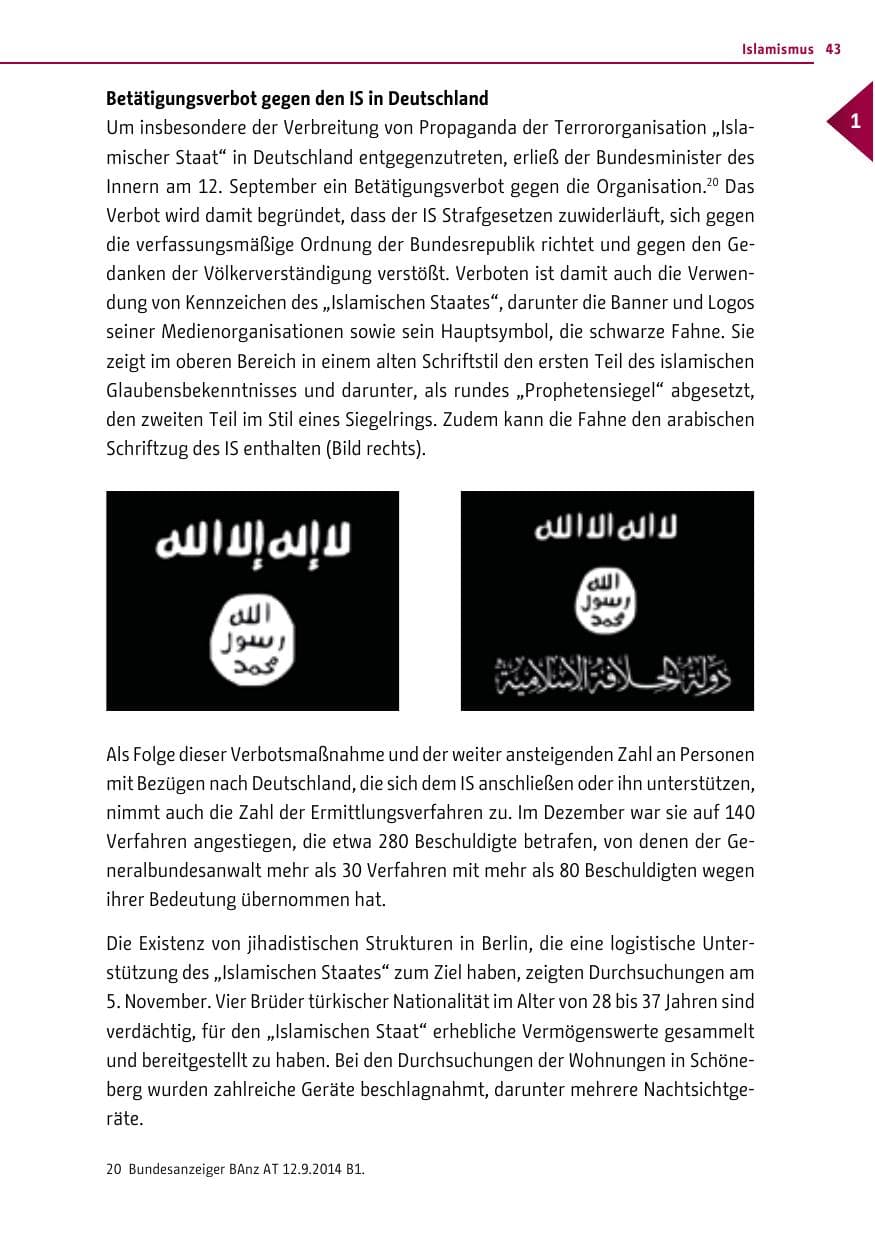 Seite 43 des Verfassungsschutzbericht 2014 Berlin