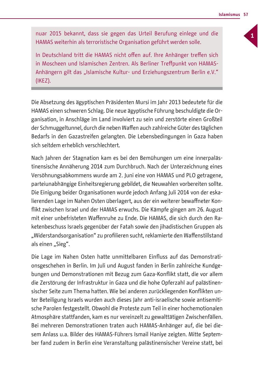 Seite 57 des Verfassungsschutzbericht 2014 Berlin