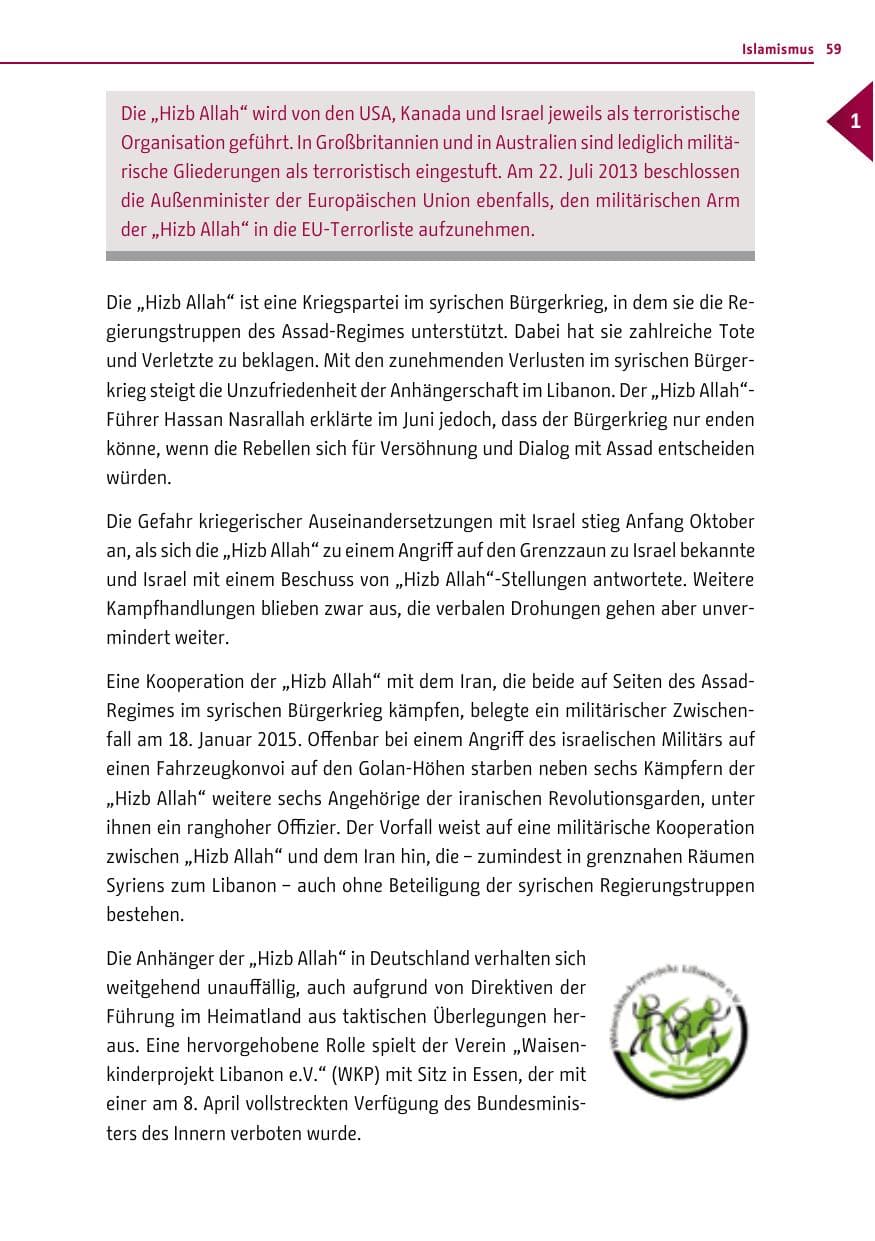 Seite 59 des Verfassungsschutzbericht 2014 Berlin