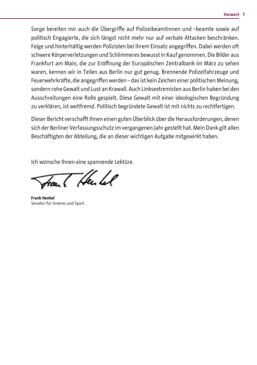 Seite 7 des Verfassungsschutzbericht 2014 Berlin