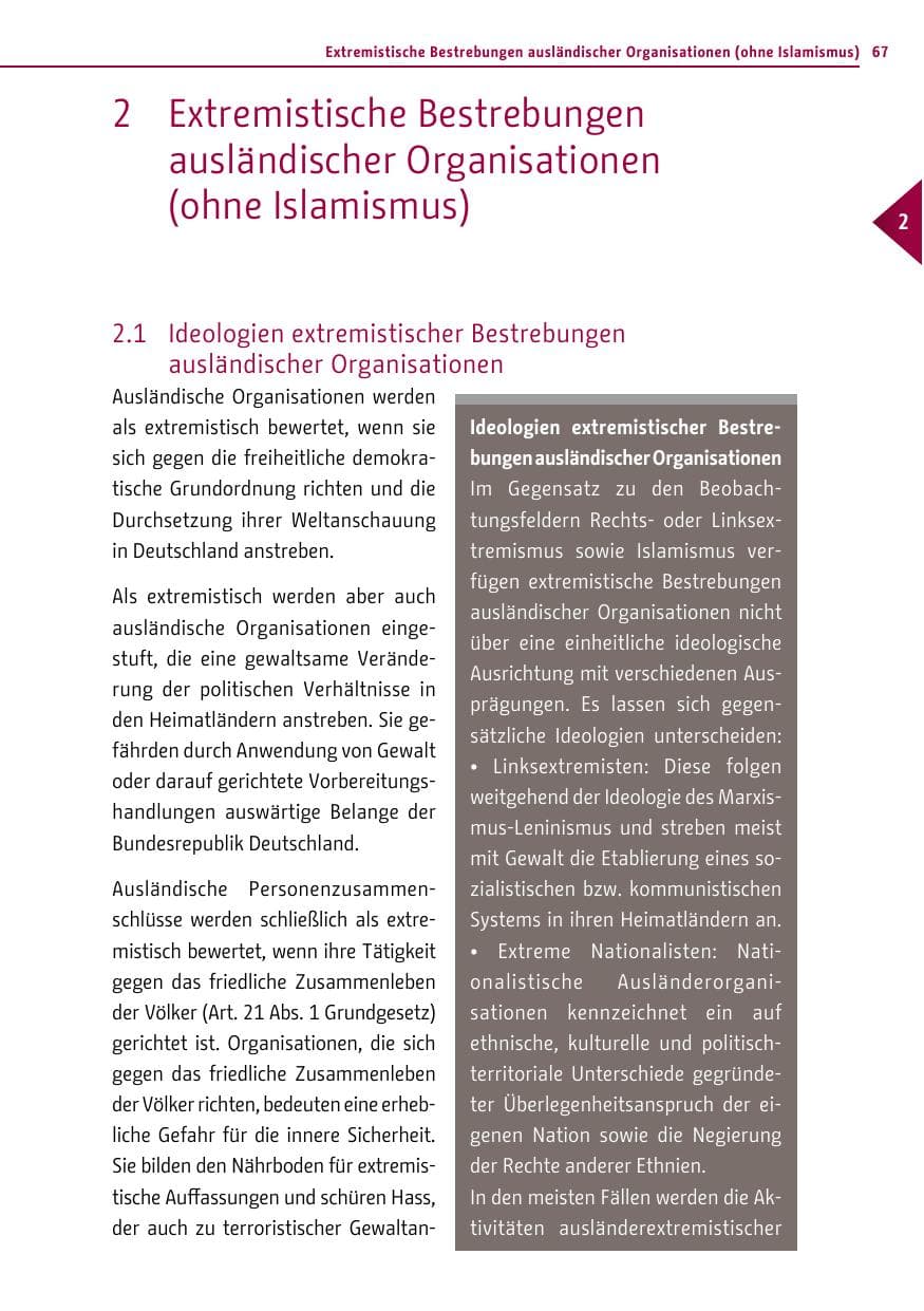 Seite 67 des Verfassungsschutzbericht 2014 Berlin