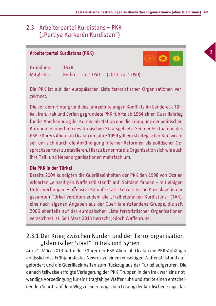 Seite 69 des Verfassungsschutzbericht 2014 Berlin