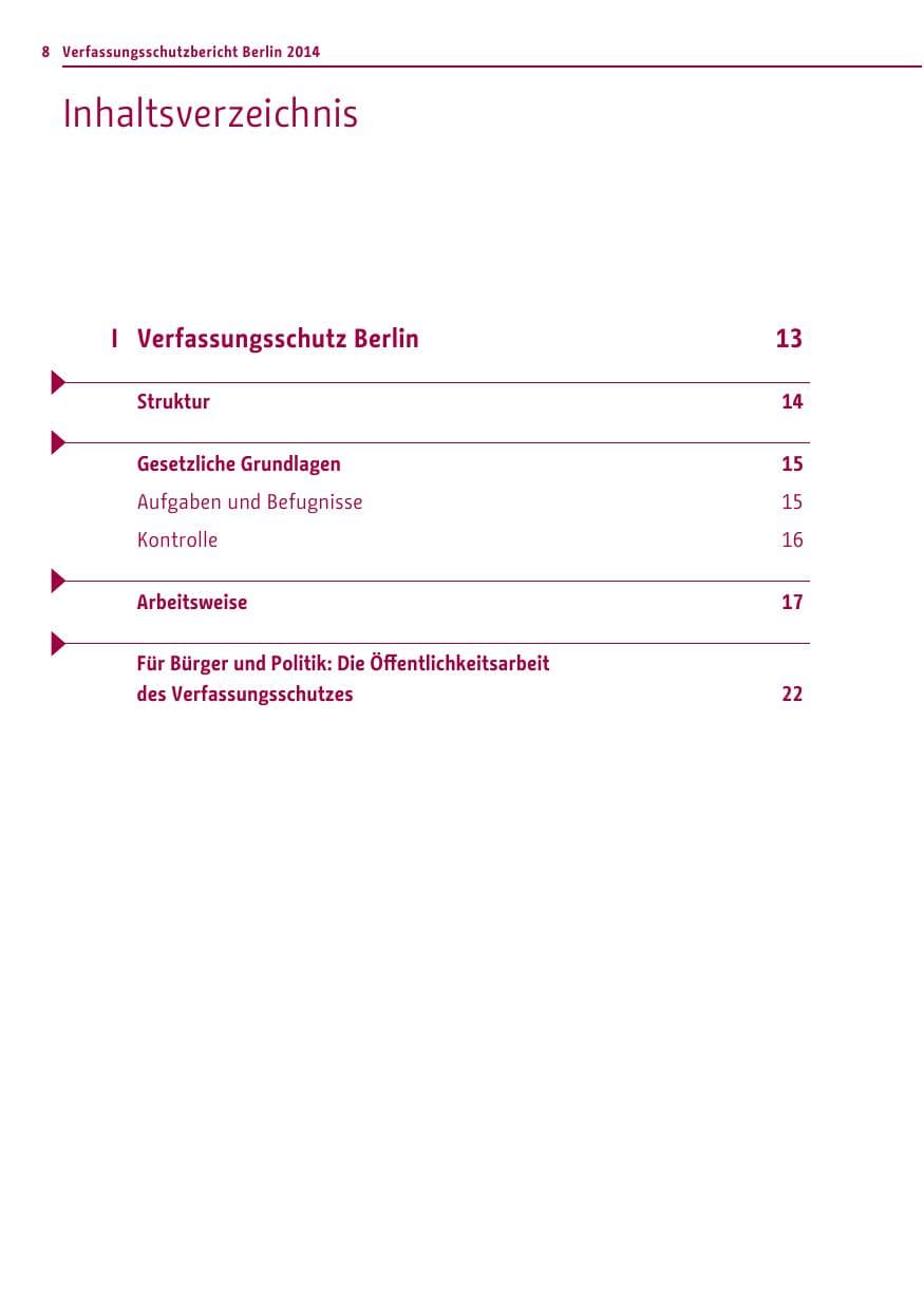 Seite 8 des Verfassungsschutzbericht 2014 Berlin
