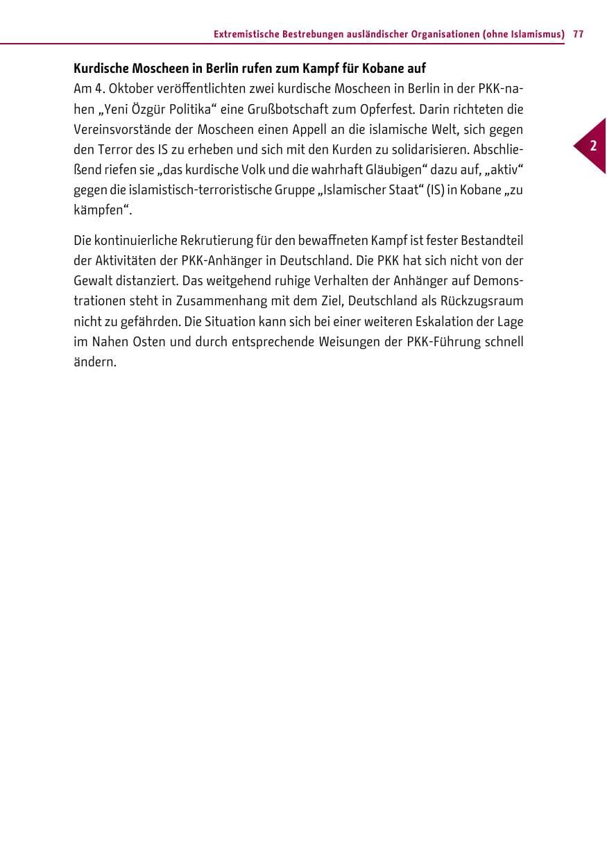 Seite 77 des Verfassungsschutzbericht 2014 Berlin