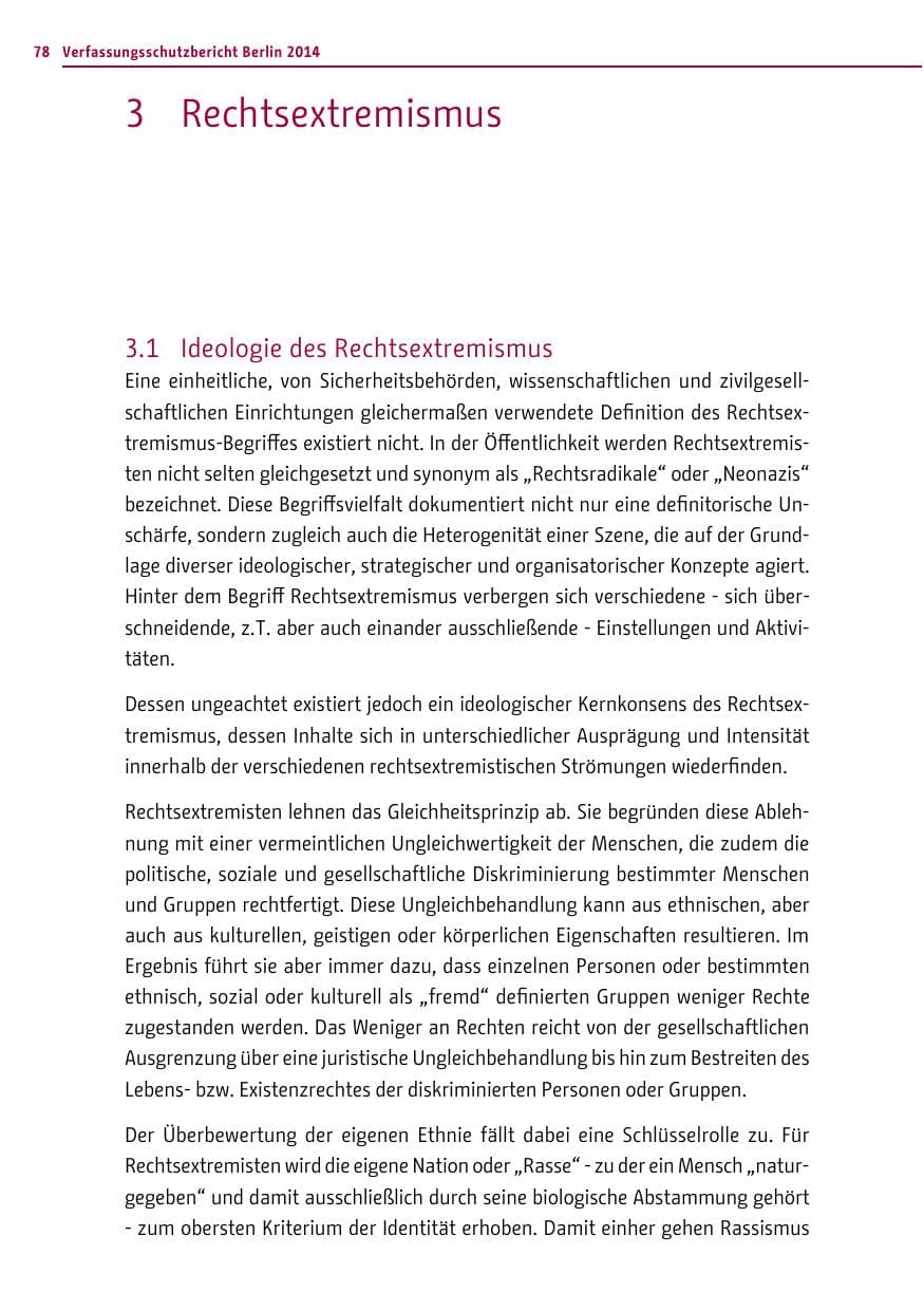 Seite 78 des Verfassungsschutzbericht 2014 Berlin