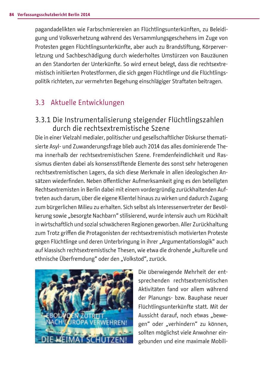 Seite 84 des Verfassungsschutzbericht 2014 Berlin