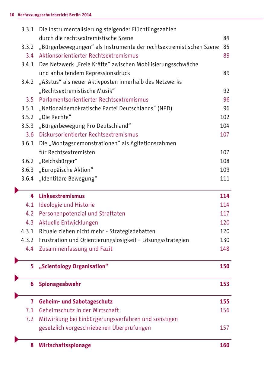 Seite 10 des Verfassungsschutzbericht 2014 Berlin