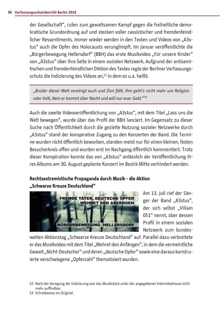 Seite 94 des Verfassungsschutzbericht 2014 Berlin