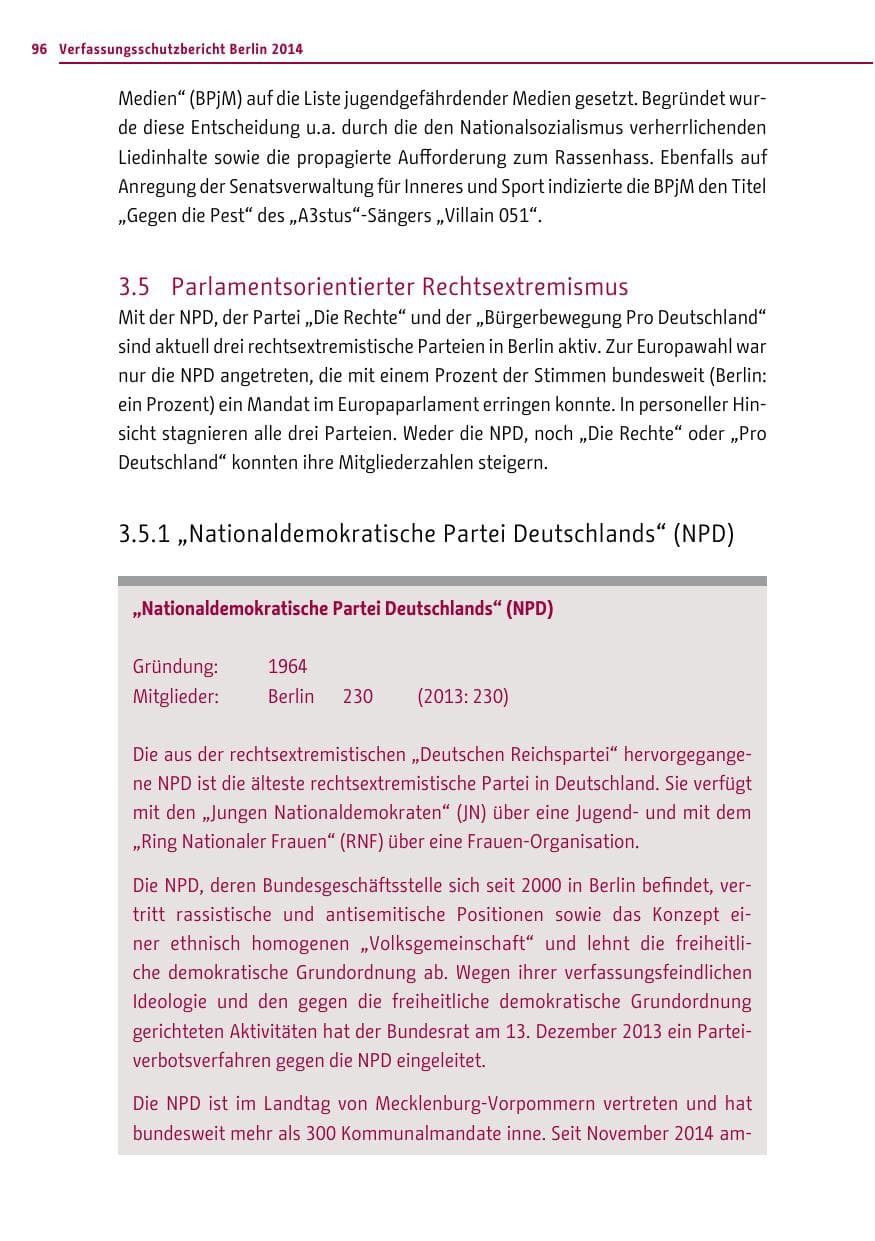 Seite 96 des Verfassungsschutzbericht 2014 Berlin