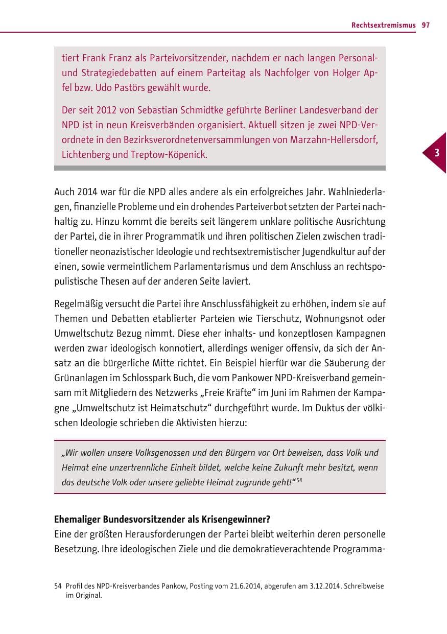 Seite 97 des Verfassungsschutzbericht 2014 Berlin