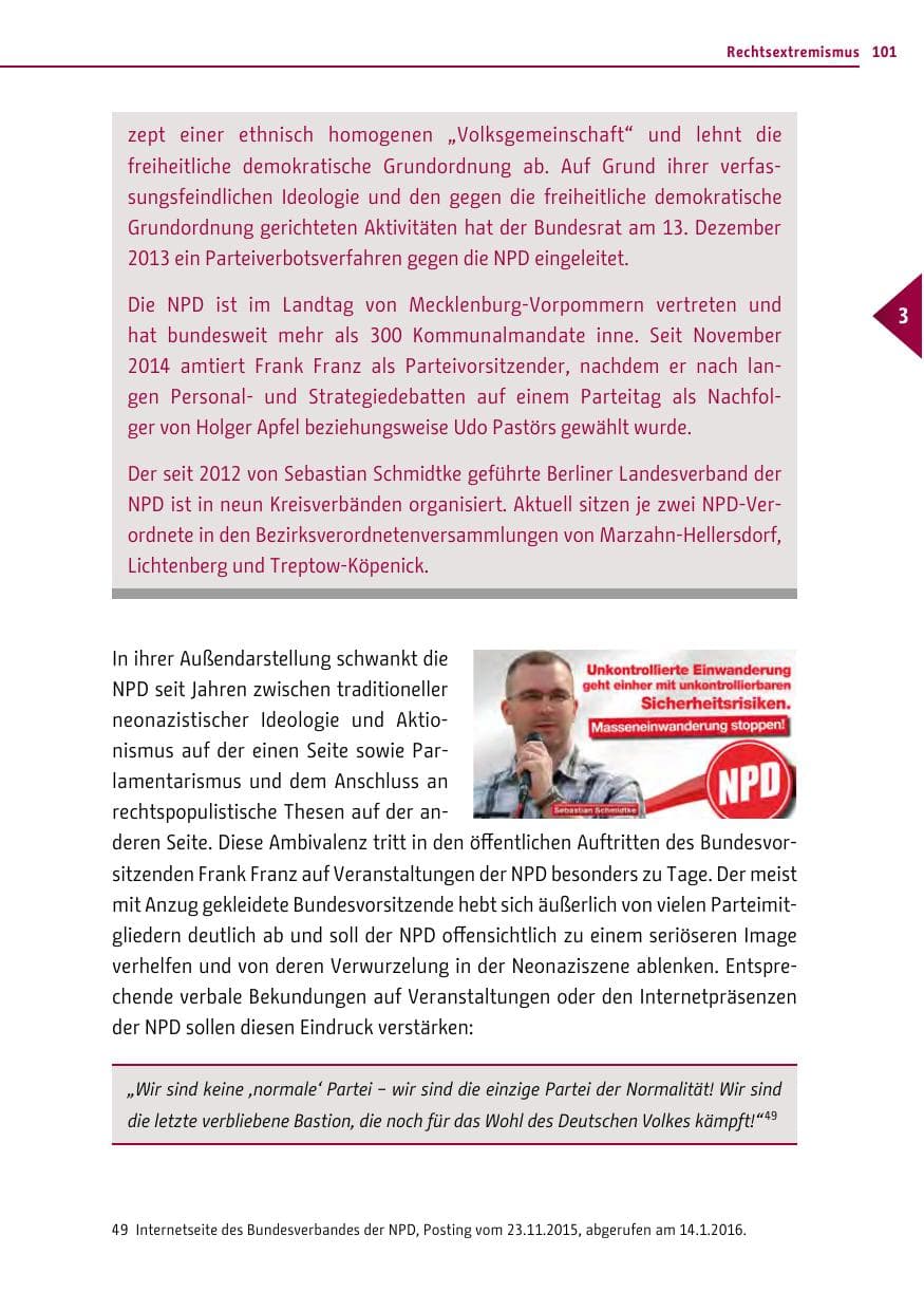 Seite 101 des Verfassungsschutzbericht 2015 Berlin