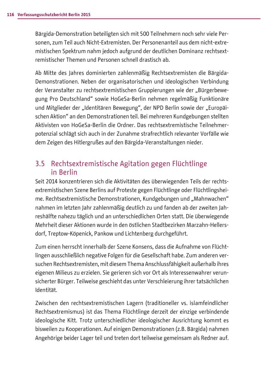 Seite 116 des Verfassungsschutzbericht 2015 Berlin