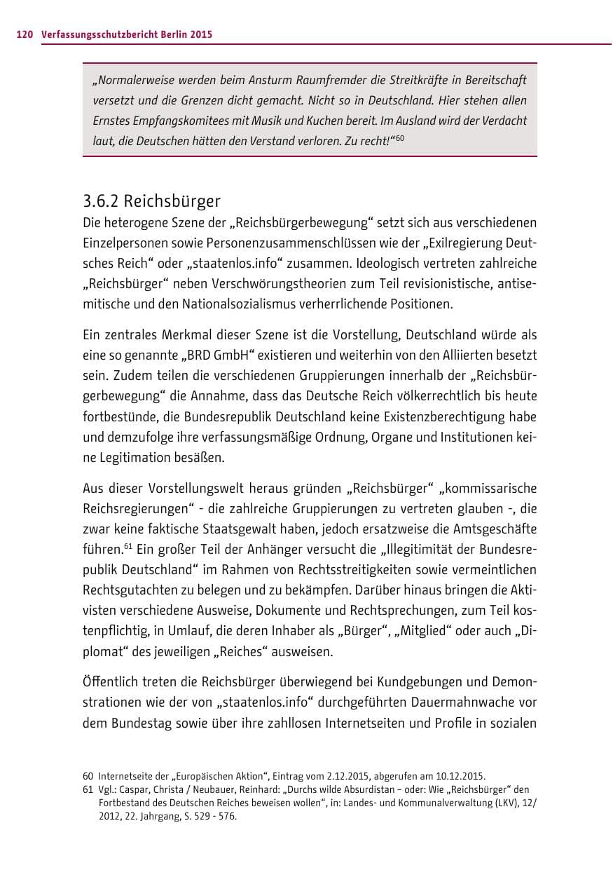 Seite 120 des Verfassungsschutzbericht 2015 Berlin