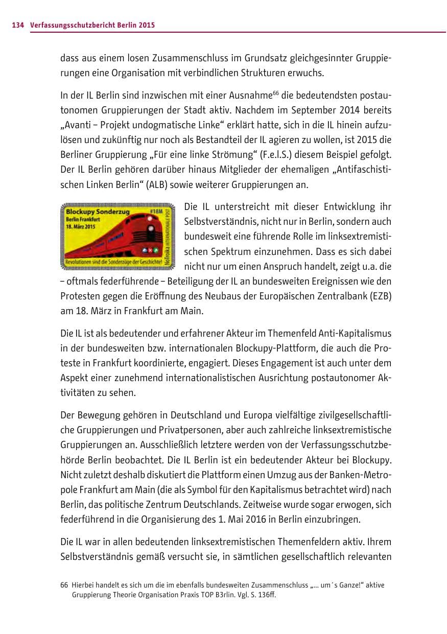 Seite 134 des Verfassungsschutzbericht 2015 Berlin