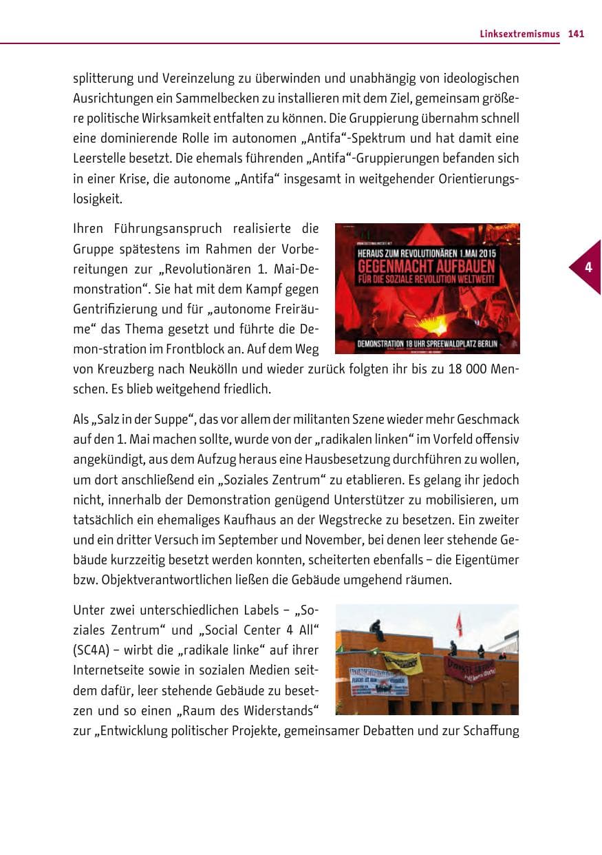 Seite 141 des Verfassungsschutzbericht 2015 Berlin