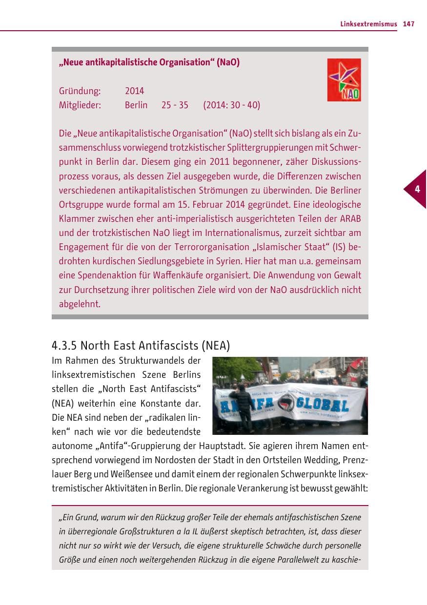 Seite 147 des Verfassungsschutzbericht 2015 Berlin