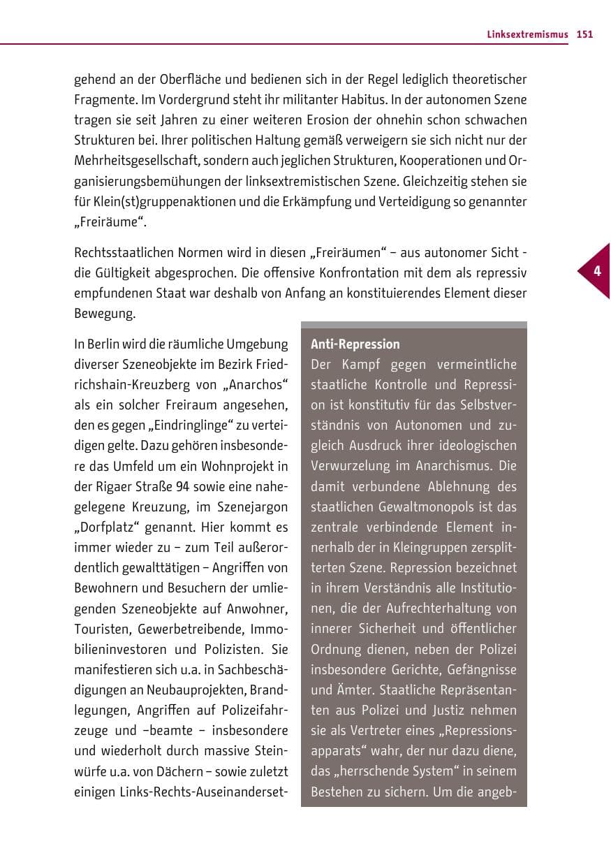 Seite 151 des Verfassungsschutzbericht 2015 Berlin