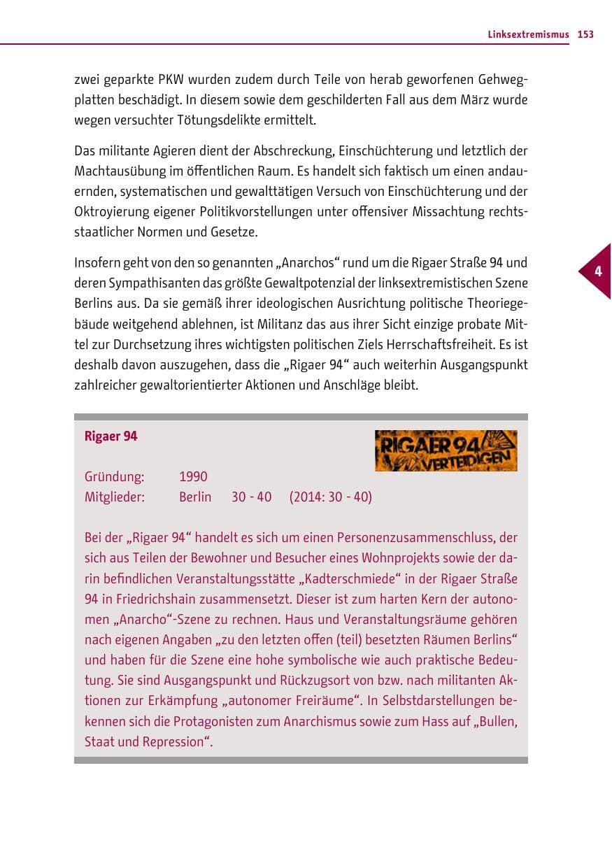 Seite 153 des Verfassungsschutzbericht 2015 Berlin