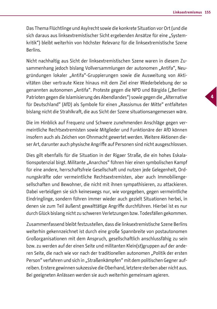 Seite 155 des Verfassungsschutzbericht 2015 Berlin