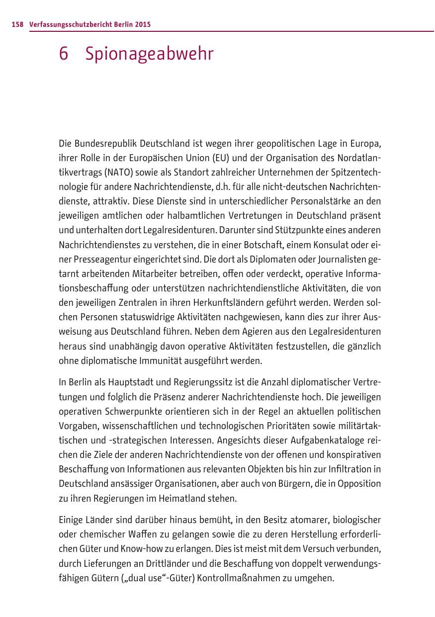 Seite 158 des Verfassungsschutzbericht 2015 Berlin