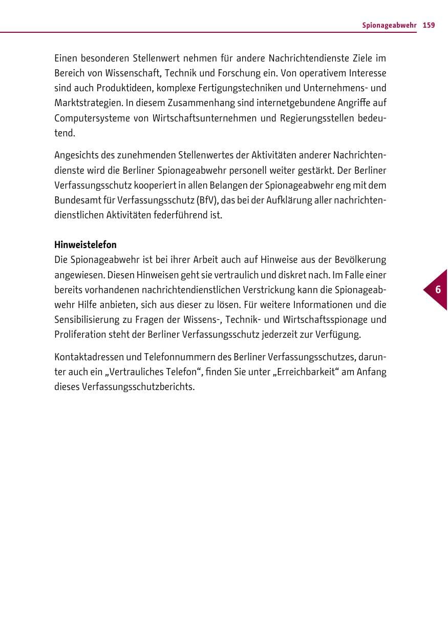 Seite 159 des Verfassungsschutzbericht 2015 Berlin