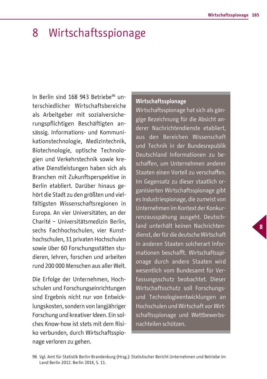 Seite 165 des Verfassungsschutzbericht 2015 Berlin