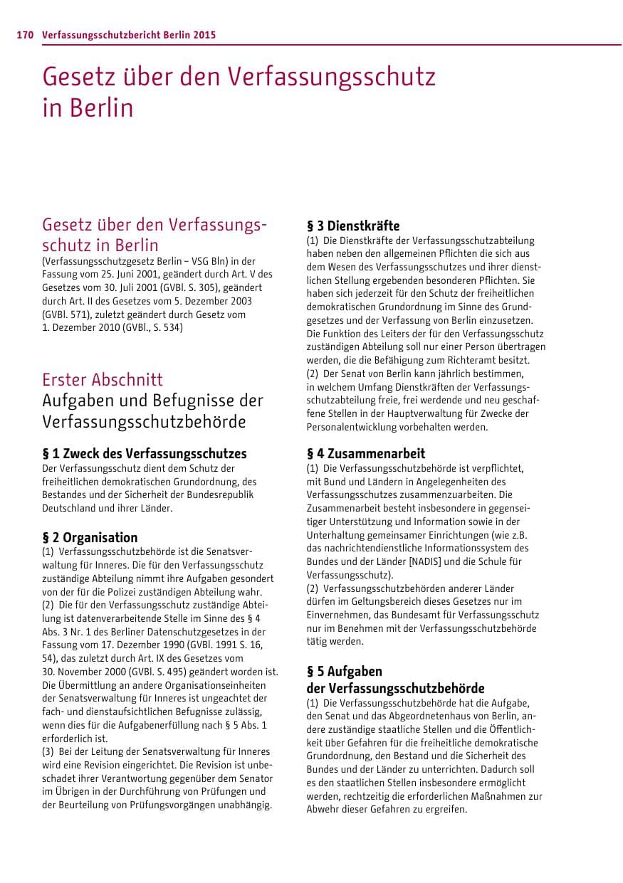 Seite 170 des Verfassungsschutzbericht 2015 Berlin