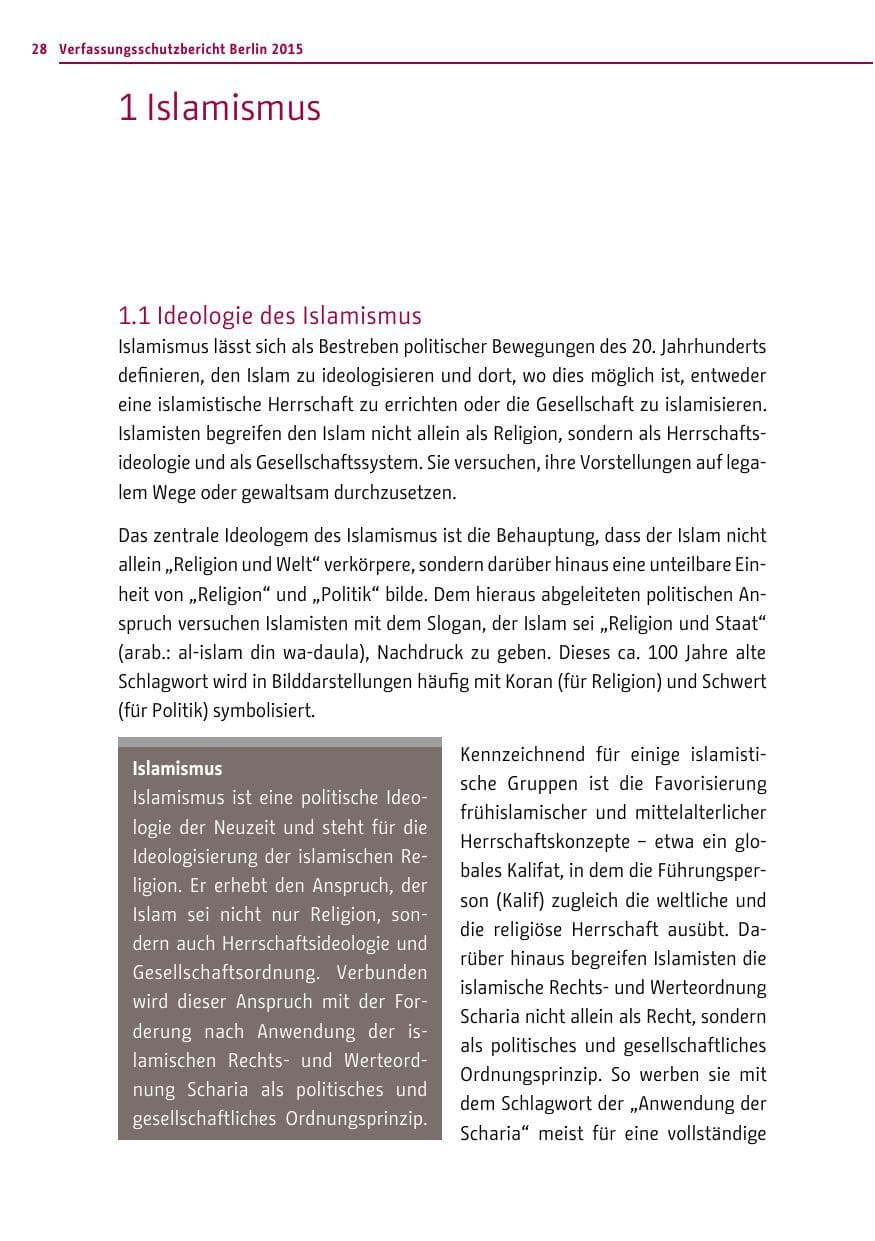 Seite 28 des Verfassungsschutzbericht 2015 Berlin