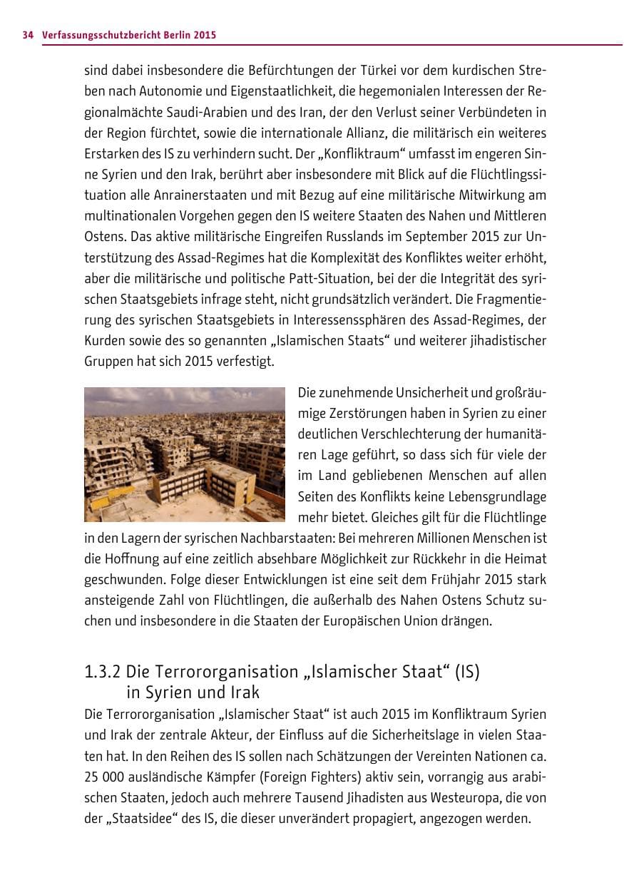 Seite 34 des Verfassungsschutzbericht 2015 Berlin