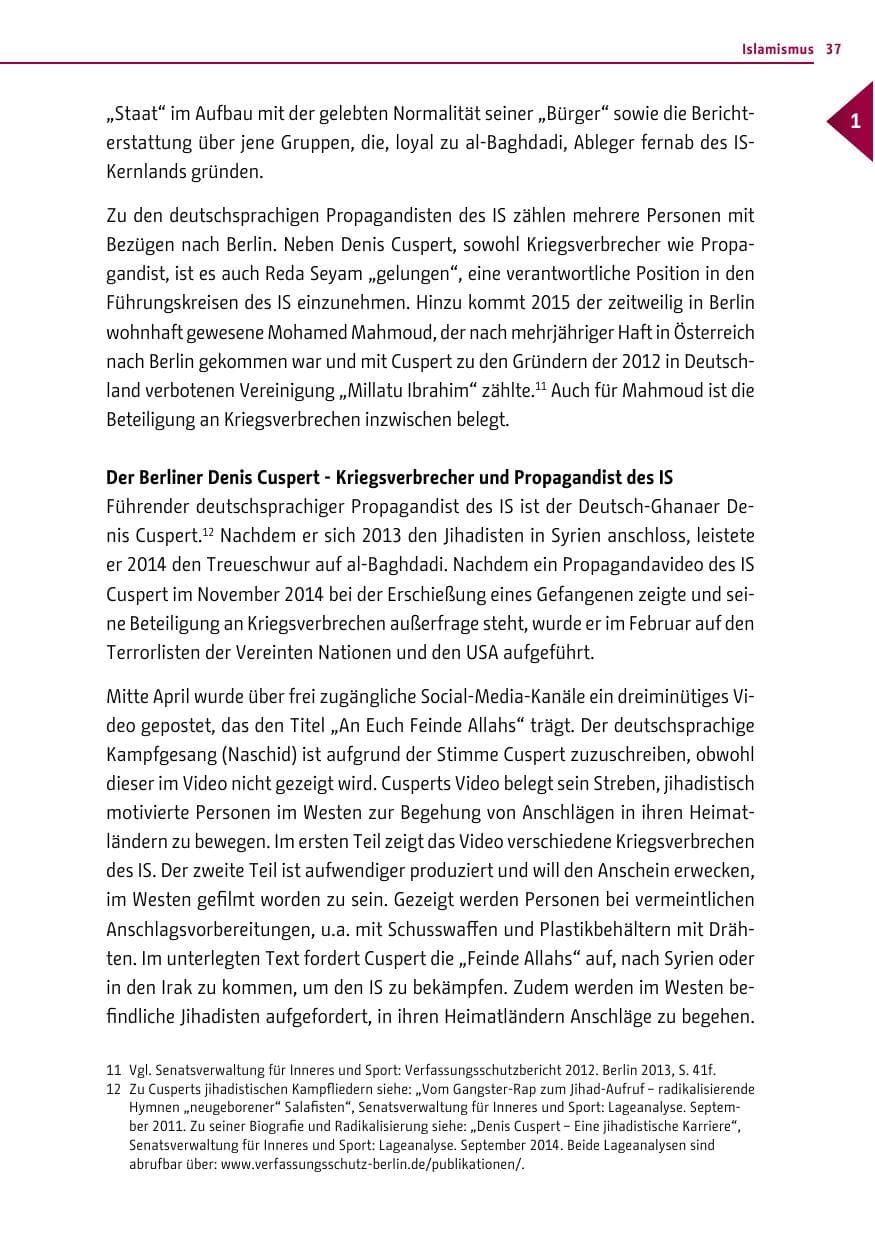 Seite 37 des Verfassungsschutzbericht 2015 Berlin