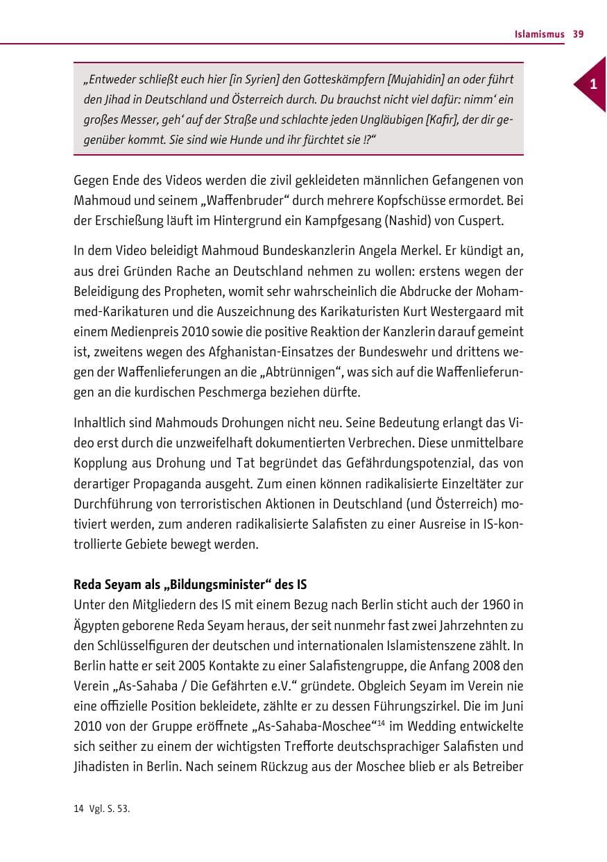 Seite 39 des Verfassungsschutzbericht 2015 Berlin