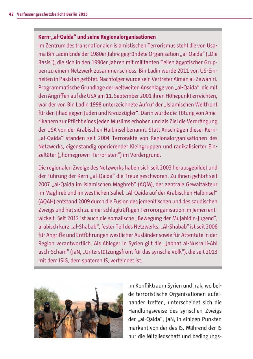 Seite 42 des Verfassungsschutzbericht 2015 Berlin